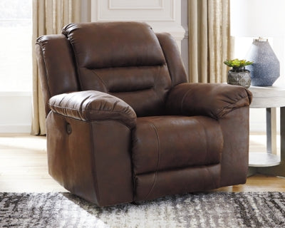 Power Recliner In Solid Chocolate Fabric