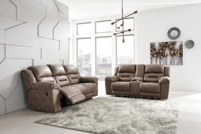 Reclining Sofa In Solid Fossil Fabric