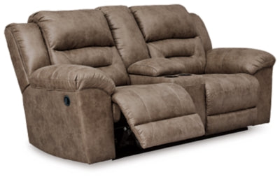 Reclining Loveseat with Console In Solid Fossil Fabric