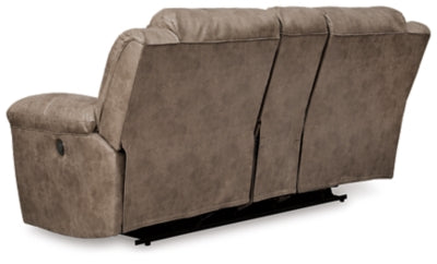 Reclining Loveseat with Console In Solid Fossil Fabric