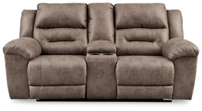 Reclining Loveseat with Console In Solid Fossil Fabric