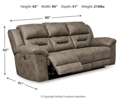 Reclining Sofa In Solid Fossil Fabric