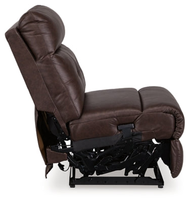 Power Armless Recliner In Solid Walnut Fabric