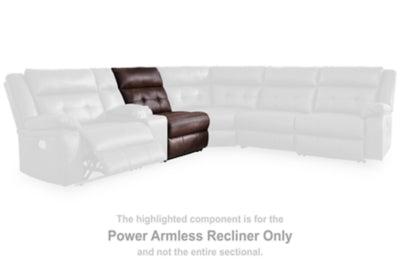 Power Armless Recliner In Solid Walnut Fabric