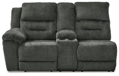 Left-Arm Facing Power Reclining Loveseat with Console In Solid Smoke Fabric