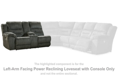 Left-Arm Facing Power Reclining Loveseat with Console In Solid Smoke Fabric