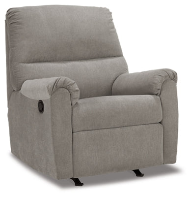 Recliner In Solid Slate Fabric