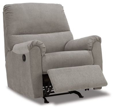 Recliner In Solid Slate Fabric