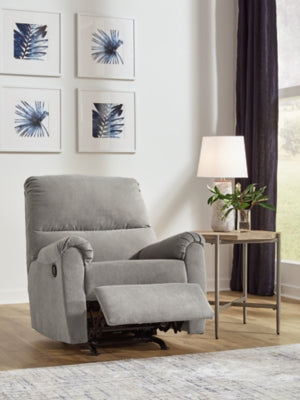 Recliner In Solid Slate Fabric