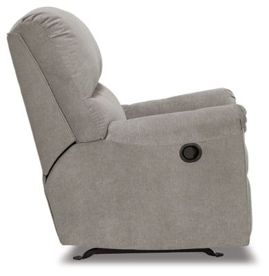 Recliner In Solid Slate Fabric