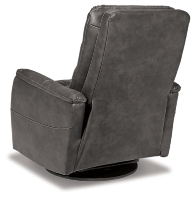 Swivel Glider Recliner In Solid Quarry Fabric