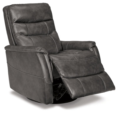 Swivel Glider Recliner In Solid Quarry Fabric