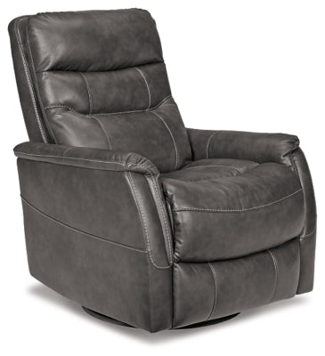 Swivel Glider Recliner In Solid Quarry Fabric