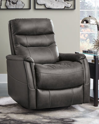 Swivel Glider Recliner In Solid Quarry Fabric
