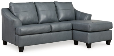 Sofa Chaise In Solid Steel Leather Match