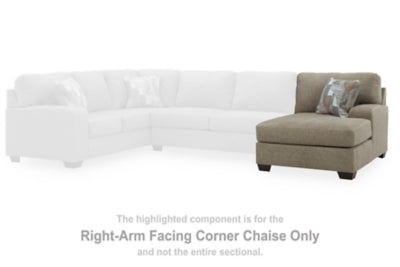 Right-Arm Facing Corner Chaise In Solid Hemp Fabric