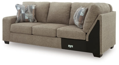 Left-Arm Facing Sofa with Corner Wedge In Solid Hemp Fabric