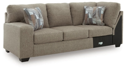 Left-Arm Facing Sofa with Corner Wedge In Solid Hemp Fabric