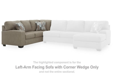 Left-Arm Facing Sofa with Corner Wedge In Solid Hemp Fabric