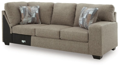 Right-Arm Facing Sofa with Corner Wedge In Solid Hemp Fabric