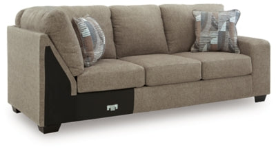 Right-Arm Facing Sofa with Corner Wedge In Solid Hemp Fabric