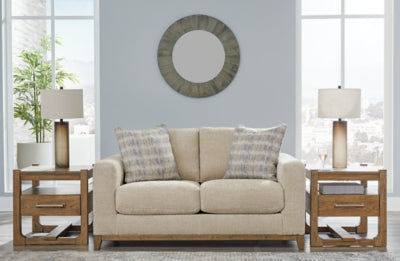 Loveseat In Solid Desert Fabric