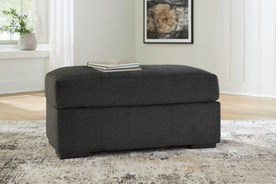 Ottoman In Solid Onyx Fabric