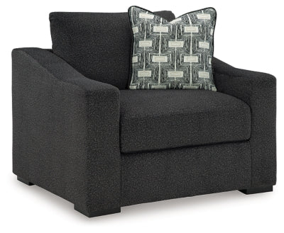 Oversized Chair In Solid Onyx Fabric