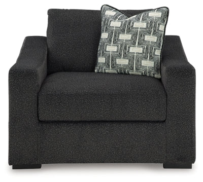 Oversized Chair In Solid Onyx Fabric