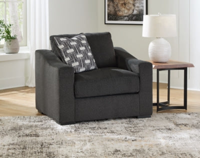 Oversized Chair In Solid Onyx Fabric