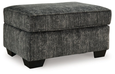 Ottoman In Solid Gunmetal Fabric