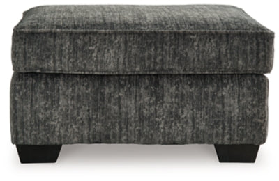Ottoman In Solid Gunmetal Fabric