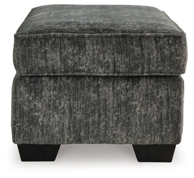 Ottoman In Solid Gunmetal Fabric