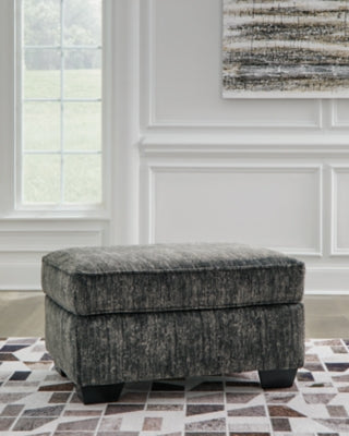 Ottoman In Solid Gunmetal Fabric