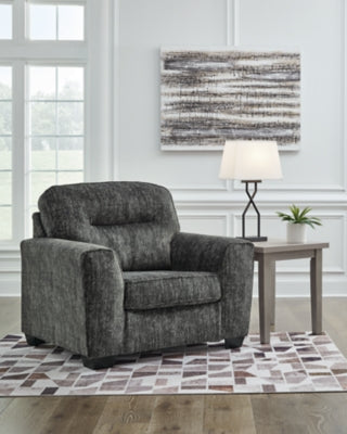 Oversized Chair In Solid Gunmetal Fabric