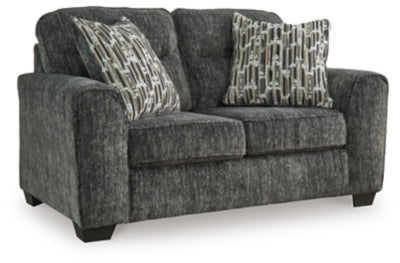 Loveseat In Solid Gunmetal Fabric