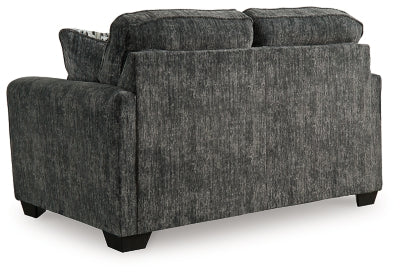 Loveseat In Solid Gunmetal Fabric