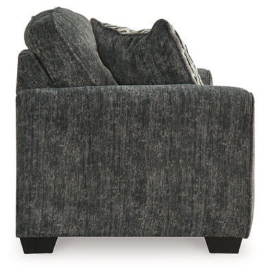 Loveseat In Solid Gunmetal Fabric