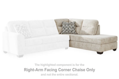 Right-Arm Facing Corner Chaise In Solid Parchment Fabric