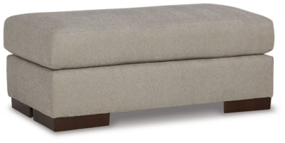 Ottoman In Solid Flax Fabric