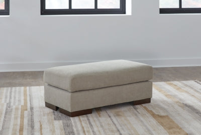 Ottoman In Solid Flax Fabric