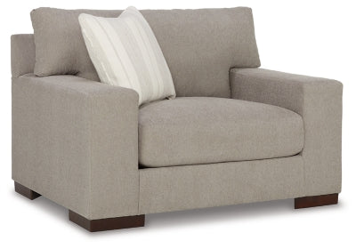 Oversized Chair In Solid Flax Fabric