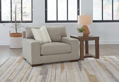 Oversized Chair In Solid Flax Fabric