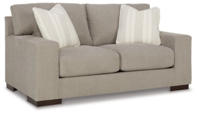 Loveseat In Solid Flax Fabric