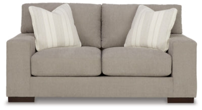 Loveseat In Solid Flax Fabric