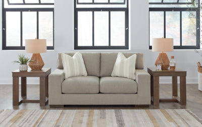 Loveseat In Solid Flax Fabric