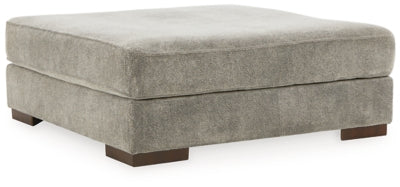 Oversized Accent Ottoman In Solid Smoke Fabric