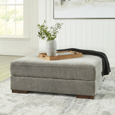 Oversized Accent Ottoman In Solid Smoke Fabric