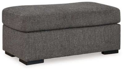 Ottoman In Solid Pewter Fabric