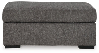 Ottoman In Solid Pewter Fabric